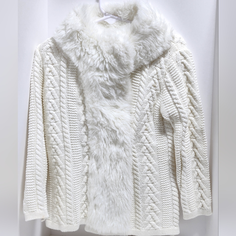 TAHARI KNIT SWEATER CARDIGAN COAT JACKET